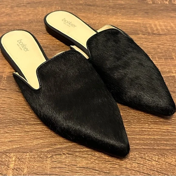 Botkier Palmer Leather Calf Hair Mules Black Size 6 - Picture 2 of 7